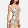 Women Sequin Dress Long Sheer Sleeves Luxury Zip Back Bodycon Party Dress - Image 3