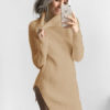 Women Sweater Dress High Collar Long Sleeve Shaping Knitted Dress