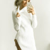 Women Sweater Dress High Collar Long Sleeve Shaping Knitted Dress - Image 7