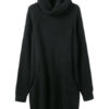 Women Sweater Dress High Collar Long Sleeve Shift Knitted Dress With Pockets - Image 6