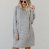 Women Sweater Dress Long Sleeve Gray Cotton Knitted Dress