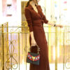 Women Wrap Dress V Neck Long Sleeve Elegant Long Dress - Image 4