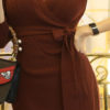 Women Wrap Dress V Neck Long Sleeve Elegant Long Dress - Image 6