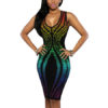 Women's Bodycon Dress V-neck Sleeveless Embossed Printed Sexy Dress - Image 3
