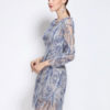 Women's Party Dress Sequined Blue Round Neck 3/4 Length Sleeve Short Dress - Image 4