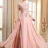 Prom Dresses Lace Applique Evening Dresses Chiffon Sleeveless Sash Floor Length Formal Gowns - Image 5