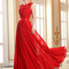 Prom Dresses Lace Applique Evening Dresses Chiffon Sleeveless Sash Floor Length Formal Gowns - Image 9