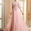 Prom Dresses Lace Applique Evening Dresses Chiffon Sleeveless Sash Floor Length Formal Gowns - Image 4