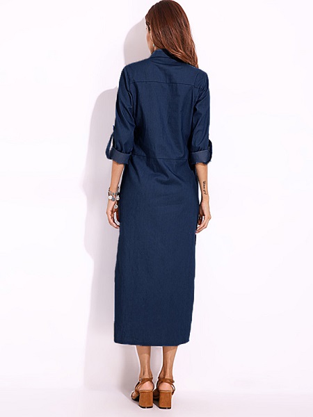 split denim maxi shirt dress - Image 2