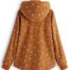 Cartoon Cat Print Hooded Coat - Image 4