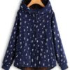 Cartoon Cat Print Hooded Coat - Image 6