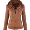 Casual Zipper Hooded PU Leather Jackets