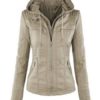 Casual Zipper Hooded PU Leather Jackets - Image 6