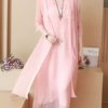 Chinese Style Embroidery O-neck Mid-long Dress with Cloak - Image 2