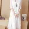Chinese Style Embroidery O-neck Mid-long Dress with Cloak - Image 9