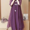 Chinese Style Embroidery O-neck Mid-long Dress with Cloak - Image 7