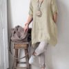 Cotton Linen Half Sleeve Shirt Dress
