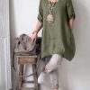 Cotton Linen Half Sleeve Shirt Dress - Image 2