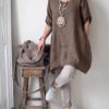 Cotton Linen Half Sleeve Shirt Dress - Image 3