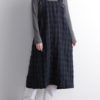 Cotton Linen Plaid Cross Back Apron Dress