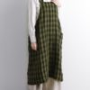 Cotton Linen Plaid Cross Back Apron Dress - Image 8