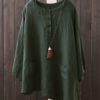 Crew Neck Button Long Sleeve Blouse