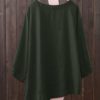 Crew Neck Button Long Sleeve Blouse - Image 2