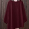 Crew Neck Button Long Sleeve Blouse - Image 4