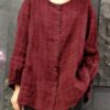 Crew Neck Long Sleeve Plaid Blouse