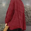 Crew Neck Long Sleeve Plaid Blouse - Image 2