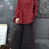 Crew Neck Long Sleeve Plaid Blouse - Image 4