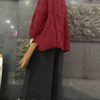 Crew Neck Long Sleeve Plaid Blouse - Image 6
