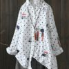 Dot Lapel Long Sleeve Shirt Blouse
