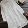 Embroidery Lapel 3/4 Sleeve Blouse