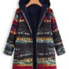 Ethnic Print Hoodded Coat