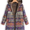 Ethnic Print Hooded Coat