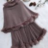 Faux Fur Layered Women Cloak Coats - Image 3