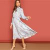 Floral Print Spring Autumn Boho Solid Dress