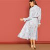 Floral Print Spring Autumn Boho Solid Dress - Image 2