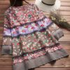 Floral Print Patchwork 3/4 Sleeve Blouse - Image 4