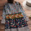 Floral Print Patchwork 3/4 Sleeve Blouse - Image 6