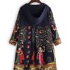 Folk Style Print Hooded Vintage Coats