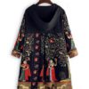 Folk Style Print Hooded Vintage Coats - Image 4