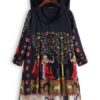 Folk Style Print Hooded Vintage Coats - Image 10