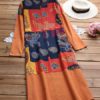 Folk Style Print Patchwork Dresses - Image 3