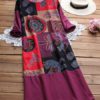 Folk Style Print Patchwork Dresses - Image 4