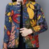Frog Button Floral Print Vintage Coat - Image 2