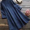 Irregular Hem Long Sleeve Button Blouse - Image 4