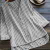 Irregular Loose Stripe V Neck Blouse