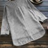 Irregular Loose Stripe V Neck Blouse - Image 2